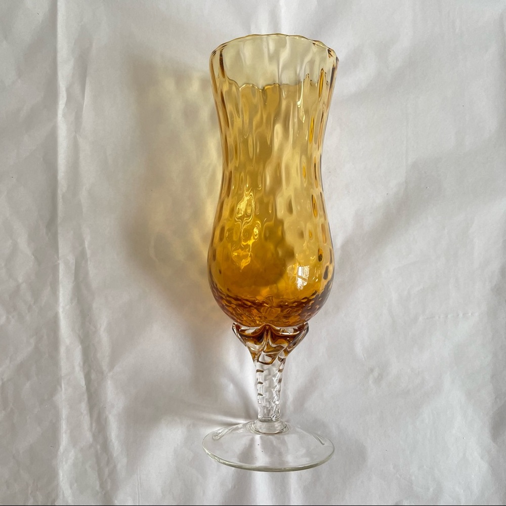 Vintage 1950's Amber Art Glass Midcentury Modern Empoli Italian Style Vase